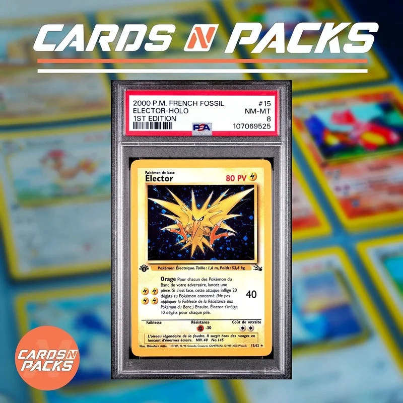 Pokémon Card Zapdos 15/62 Holo 1st Edition Fossil - Cards N Packs