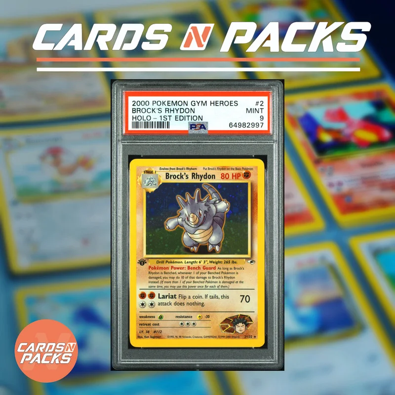 Pokémon Card Brock's Rhydon 2/132 Holo - Gym Challenge - Cards N Packs