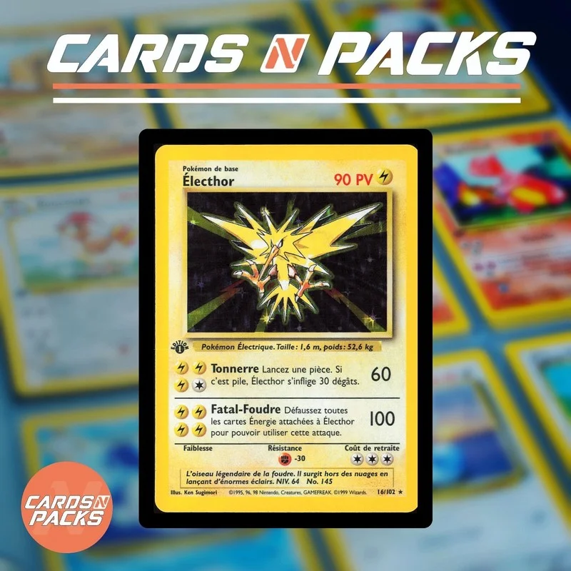 Pokémon Card Zapdos 16/102 Base Set 1st Edition Holo - Cards N Packs