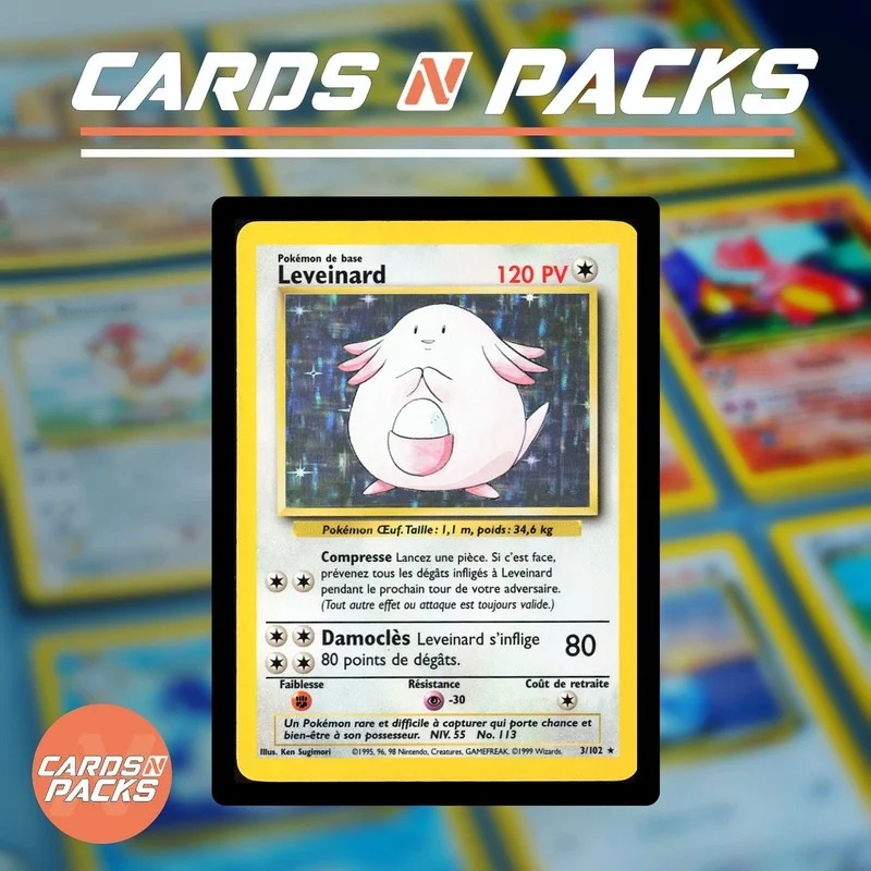 Pokémon Card Chansey Holographic 3/102 Base Set 2nd Edition - Cards N Packs