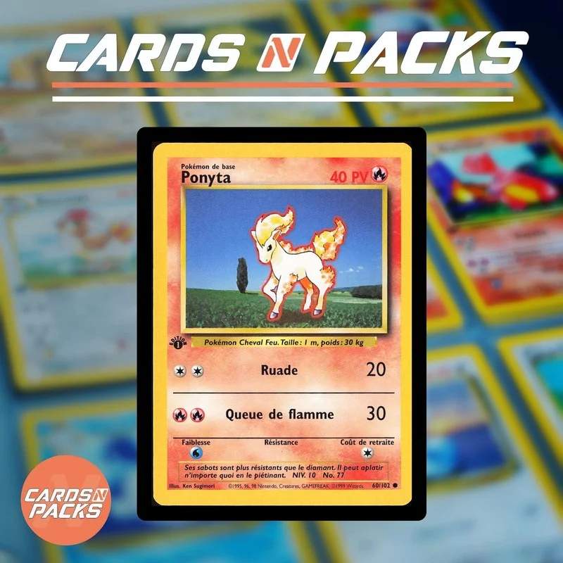Carte Pokémon Ponyta 60/102 Set de Base 1ère Édition - Cards N Packs